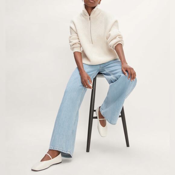 Everlane The Day Mary Jane Flats Size 10 Canvas White Leather Ballet Flats NEW - Picture 5 of 8